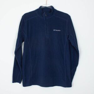 Columbia Mens 1/4 Zip Fleece Pullover Shirt Size Small Navy Blue Casual‎